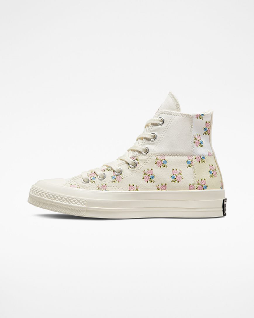 Tenis Converse Chuck 70 Patchwork Floral Cano Alto Feminino Bege Branco | PT K085073